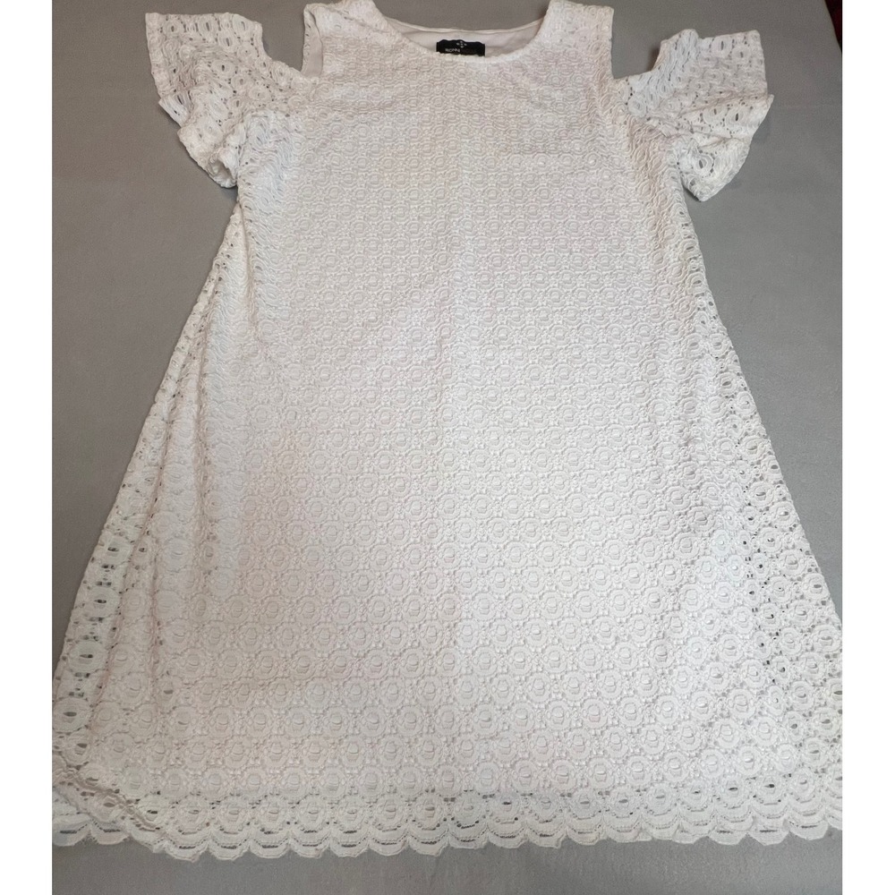 Ronni Nicole White Lace Cold Shoulder Flutter Sleeve Dress 14P V414490